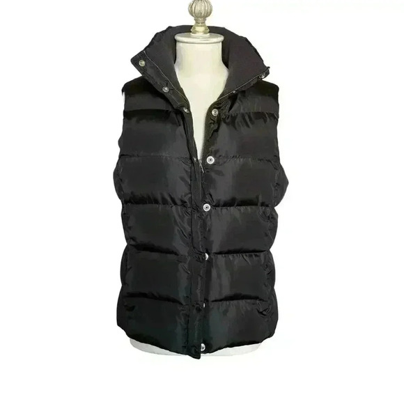 J. Crew Down Filled Black Puffer Jacket Vest Women’s Size Small - Picture 1 of 7